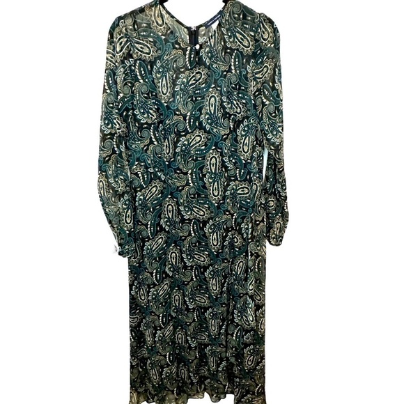 tommy hilfiger paisley chiffon midi dress NWT Tommy Hilfiger Women's Chiffon Midi Dress Paisley. size 10p